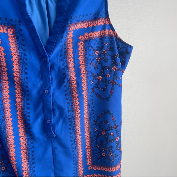 Old Navy Blue/Orange Floral Print Sleevless Top M - Picture 5 of 5